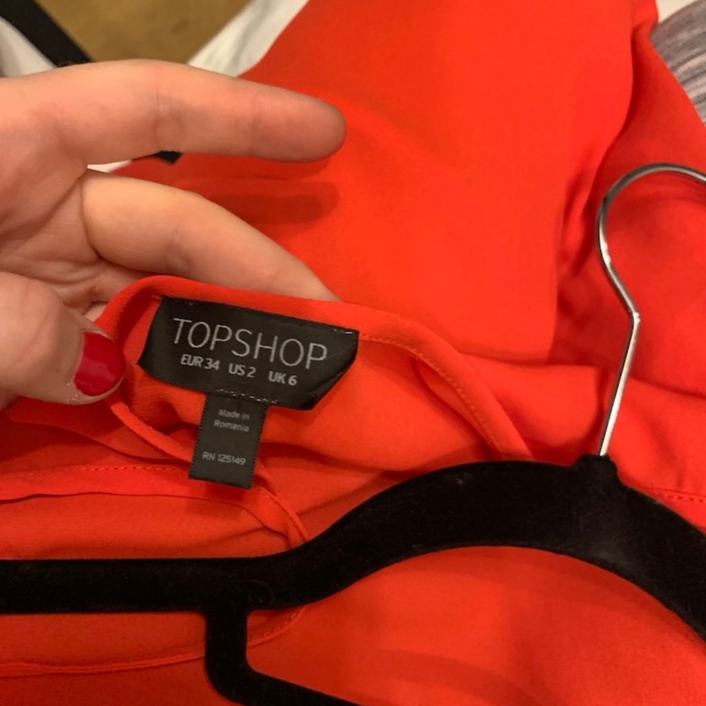 Topshop Basic Red Chiffon Cami Top - image 3